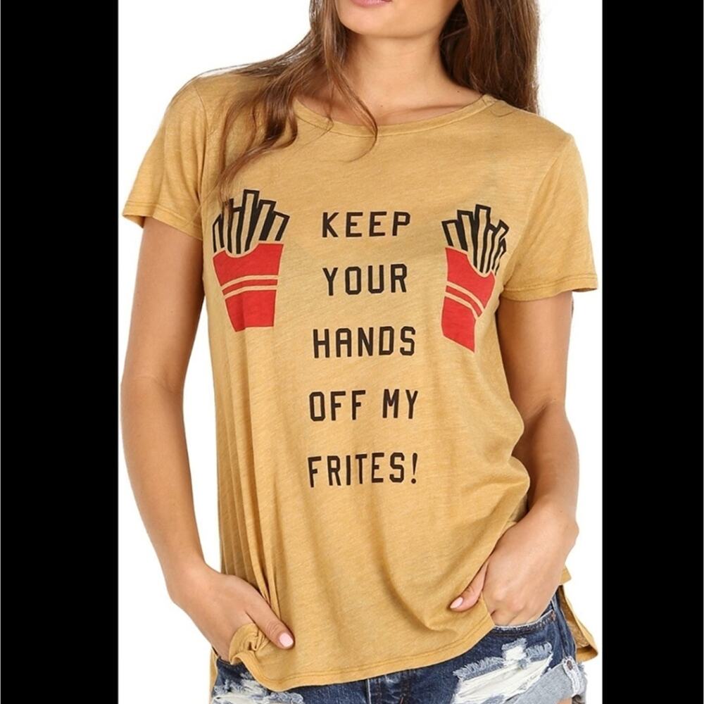 WILDFOX Keep Your Hands Off My Fries Tee Mimosa XS Extra Small